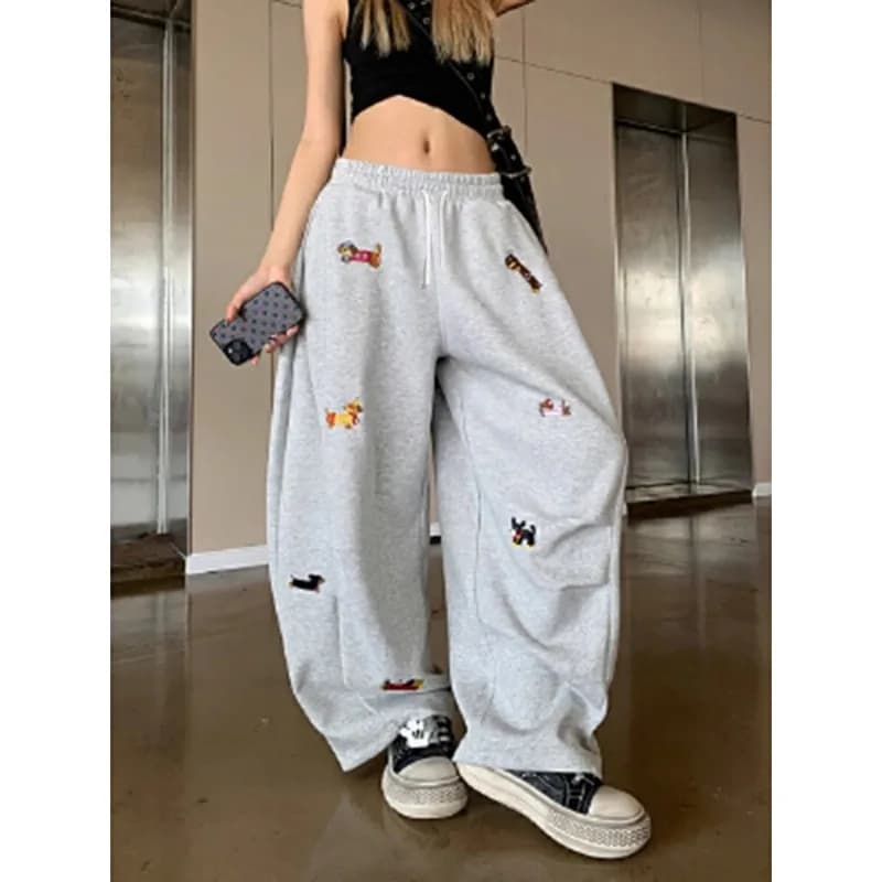 2026 Summer Autumn High Street Pants Women's Sausage Dog 3D Printed Fashion Loose Trousers Comfortable Straight Sweatpants
