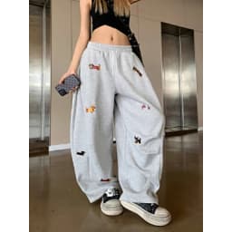 2026 Summer Autumn High Street Pants Women's Sausage Dog 3D Printed Fashion Loose Trousers Comfortable Straight Sweatpants