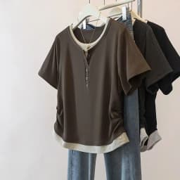 Large size women's clothing spring and summer best-selling splicing versatile contrasting color round neck short-sleeved t-shirt