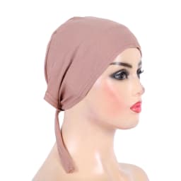 H048 Plain Cotton Tie Back Hats Muslim Turban Pure Color Stretch Inner Hijabs Underscarf Women Head Scarf Under Hijab Bonnet