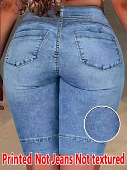 2127 [Printed Leggings - Not Faux Denim Fabric]Printed Leggings Without Texture - Non-Faux Denim Fabric,