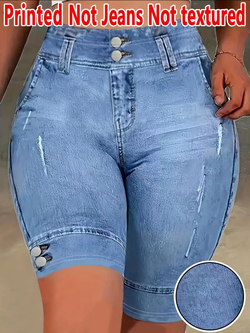 2127 [Printed Leggings - Not Faux Denim Fabric]Printed Leggings Without Texture - Non-Faux Denim Fabric,