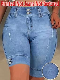 2127 [Printed Leggings - Not Faux Denim Fabric]Printed Leggings Without Texture - Non-Faux Denim Fabric,