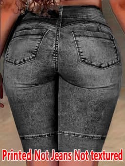 2127 [Printed Leggings - Not Faux Denim Fabric]Printed Leggings Without Texture - Non-Faux Denim Fabric,