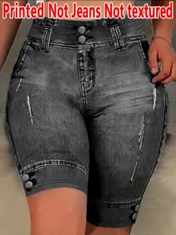 2127 [Printed Leggings - Not Faux Denim Fabric]Printed Leggings Without Texture - Non-Faux Denim Fabric,