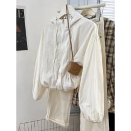 SMVP White Hooded Women's Jack Summer Design Sensation American Retro High-End Feeling Windbreaker Outerwear Breathable Long Sve
