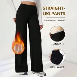 Plush Wide Leg Trousers Warm Winter High Waisted Straight Pants Outdoor Skiing Jogging Or Exercise Winter Women's Pants & Capris