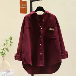 New Autumn Winter Corduroy Loose Shirt&Blouses Long-sleeved Korean Casual Cardigan Women Clothing Fashion Solid Boyfriend Style