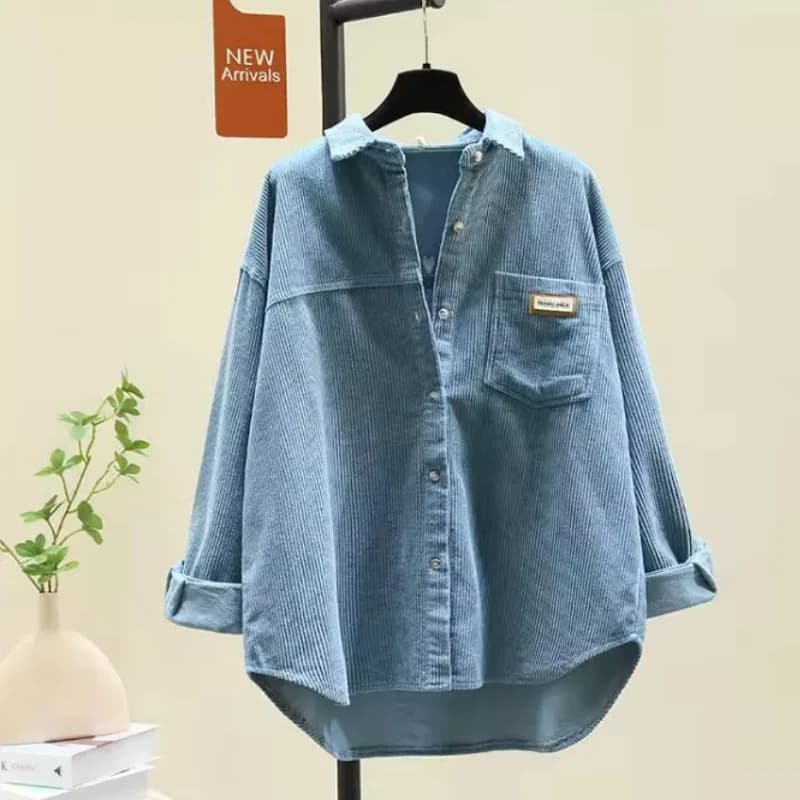 New Autumn Winter Corduroy Loose Shirt&Blouses Long-sleeved Korean Casual Cardigan Women Clothing Fashion Solid Boyfriend Style