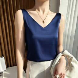 Silk Satin Women Double Shoulder Camisole Tank Top V-neck Sleeveless Top T-shirt Elegant Crop Top Solid Casual Basic 2025 Summer