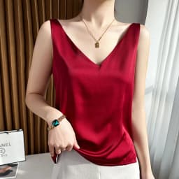 Silk Satin Women Double Shoulder Camisole Tank Top V-neck Sleeveless Top T-shirt Elegant Crop Top Solid Casual Basic 2025 Summer