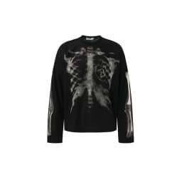 Unisex Y2K Gothic Bone Skeleton Print Long Sleeve T-shirts Streetwear Crew Neck Cotton Loose Autumn Top Tees