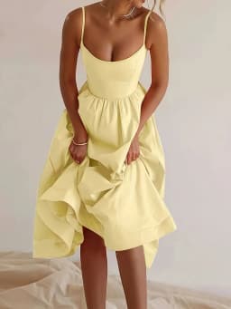 Elegant Directed Women's New Pure Color Sleeveless Chic Strap Dress Fashionable Minimalist Design Casual Comfortable Fit