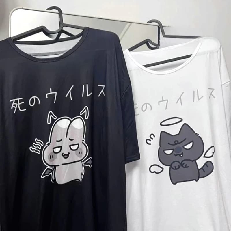 Japanese Y2k Kawaii Tops Women Cartoon Print T-shirt Grunge Fashion Tshirts Girls Streetwear Harajuku Loose Summer Casual Tops