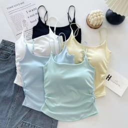 Sweet Sleeveless Suspender Vest Slim With Padded Cups Fitted Tops Underwear Short Vest Sports Activities