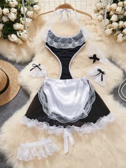 Women Sets Ruffled Apron Shorts Headband Maid Cosplay Costume Rabbit Officer Party Park Performance Sexy Suits Hotsweet Clothes