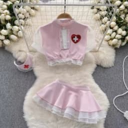 Women Sets Ruffled Apron Shorts Headband Maid Cosplay Costume Rabbit Officer Party Park Performance Sexy Suits Hotsweet Clothes