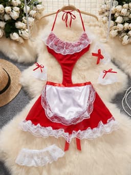 Women Sets Ruffled Apron Shorts Headband Maid Cosplay Costume Rabbit Officer Party Park Performance Sexy Suits Hotsweet Clothes