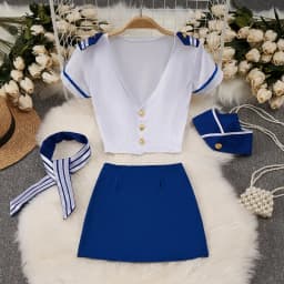 Women Sets Ruffled Apron Shorts Headband Maid Cosplay Costume Rabbit Officer Party Park Performance Sexy Suits Hotsweet Clothes