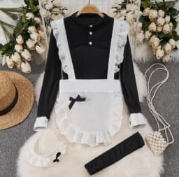 Women Sets Ruffled Apron Shorts Headband Maid Cosplay Costume Rabbit Officer Party Park Performance Sexy Suits Hotsweet Clothes