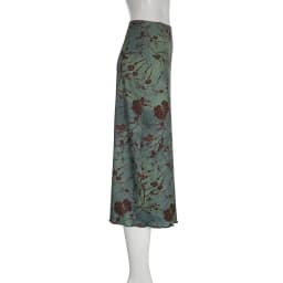 SUCHCUTE Y2K Vintage Floral Printing Midi Skirts Women Harajuku Fairycore Green Straight Maxi Skirt Aesthetic Sweet Girl Clothes