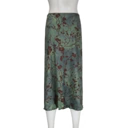 SUCHCUTE Y2K Vintage Floral Printing Midi Skirts Women Harajuku Fairycore Green Straight Maxi Skirt Aesthetic Sweet Girl Clothes