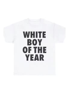 White Boy of The Year Text T-Shirt Women 2026 Funny Meme Graphic Tees Bold Streetwear Fashion Y2k Vintage Short Sleeve Tee Tops