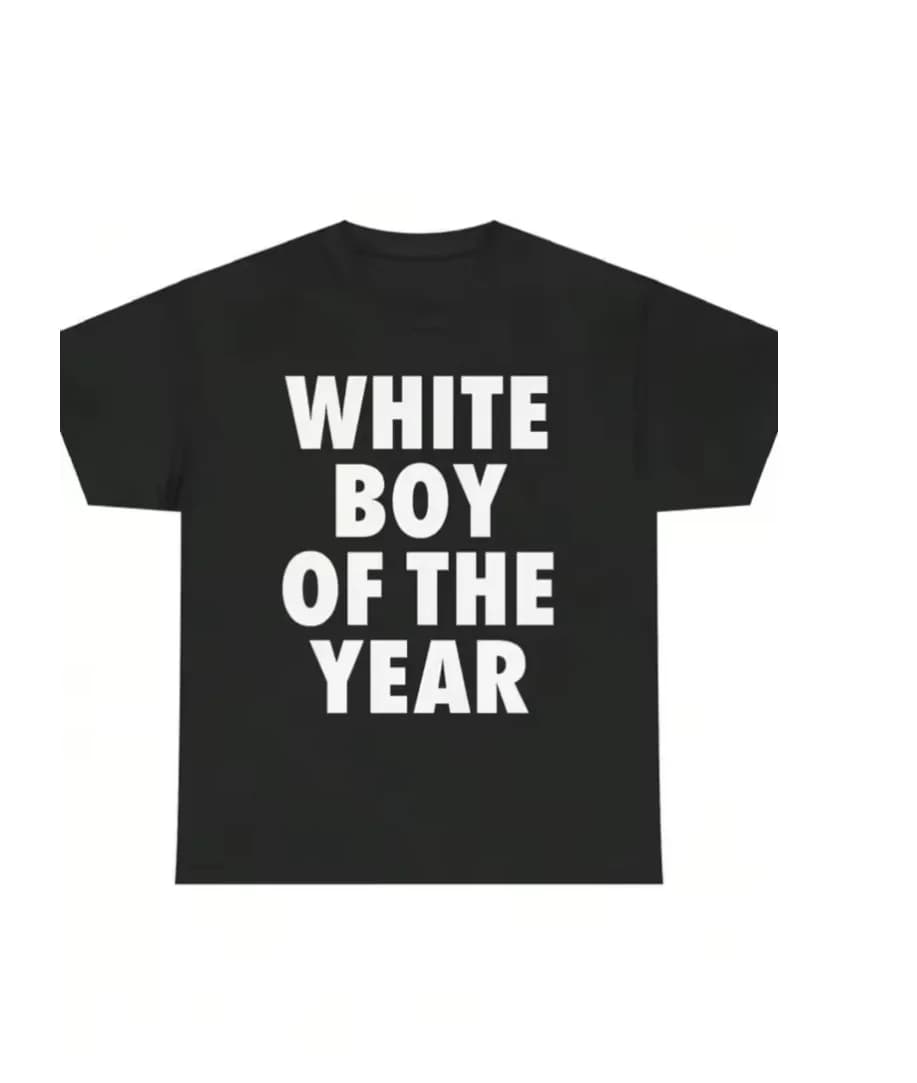 White Boy of The Year Text T-Shirt Women 2026 Funny Meme Graphic Tees Bold Streetwear Fashion Y2k Vintage Short Sleeve Tee Tops