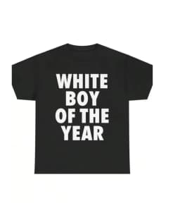 White Boy of The Year Text T-Shirt Women 2026 Funny Meme Graphic Tees Bold Streetwear Fashion Y2k Vintage Short Sleeve Tee Tops