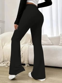 Women's High-Waisted Yoga Flared Pants Black Sexy Leggings Casual Trousers Comfortable Stretchy Bottoms for Fitness And Exercise