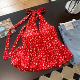 Backless Sexy Halter Beach Babydoll Crop Tops Women Polka Dots V Neck Sleeveless T Shirt Ruffles Basic Tee Not-Padded Pad Casual