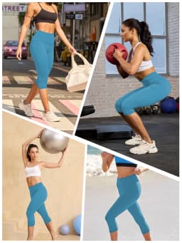 Women High Waisted Capri Pants Super Soft No See Through Tummy Control Yoga Running Workout Home Casual Leggings
