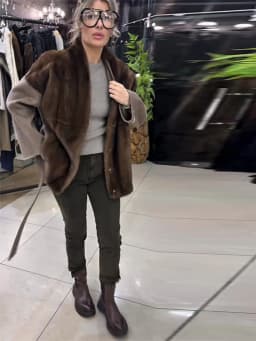 Women's Faux Fur Patchwork Jacket Belt Stand Collar Full Sleeve Hidden Button Lace Up Loose Jackets 2026 Autumn Winter Lady Coat