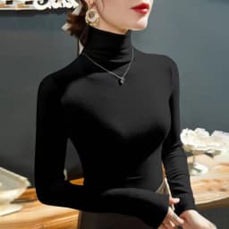 2025 Fashion Autumn Winter Female Turtleneck Fleece Stretch Shirt Women Long Sleeve T-shirt Warm Basic Pullover Bottoming Tops