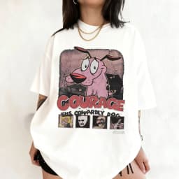 Vintage Courage The Cowardly Dog Cartoon Print Short Sleeve T-Shirt Retro Unisex Graphic Tee 90s Nostalgia Summer Streetwear Tee