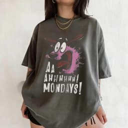 Vintage Courage The Cowardly Dog Cartoon Print Short Sleeve T-Shirt Retro Unisex Graphic Tee 90s Nostalgia Summer Streetwear Tee