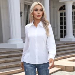Women Elegant Solid Button Shirt Chiffon Blouse Spring Summer Casual Solid Long Sleeve Turn Down Collar Tunics OL Shirt Tops