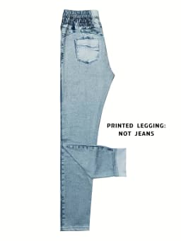 Women's Imitation Denim Printed Leggings, Non-Denim Fabric Casual Skinny Pants, Outdoor Sports Yoga Pants