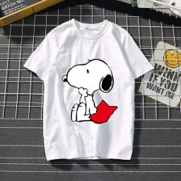 2025 New Snoopy Printing Cotton T-shirt Animation Cartoon Men and Women with The Same Loose Pure Cotton Cute Pure Cotton Top