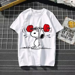 2025 New Snoopy Printing Cotton T-shirt Animation Cartoon Men and Women with The Same Loose Pure Cotton Cute Pure Cotton Top