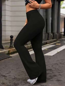 Women's High-Waisted Black Yoga Flared Pants Sexy Leggings Comfortable Stretchy Casual Trousers for Fitness And Exercise