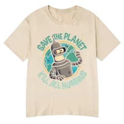Funny Save The Planet Kill All Humans Robot Graphic Print T Shirt Women Fashion Summer Short Sleeve T-shirt Clothing