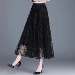 Gauze skirt floral half fairy skirt spring and summer new pleated A-line skirt in the long high waist thin gauze skirt