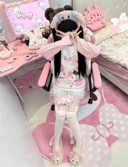 Kawaii Cartoon Tshirt Hip Hop Pink T-shirt Boyfriend Korea T Shirt Long Sleeve Loose Striped Tshirt Streetwear Autumn Tops Girl