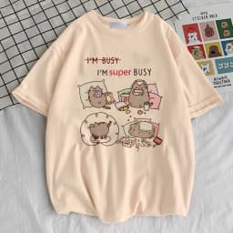 Pusheen shirt teen Y2k 2000s Graphic Retro 80s kawaii t shirt Digital University Vintage harajuku Grunge hip hop