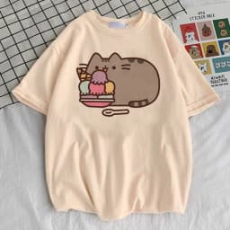 Pusheen shirt teen Y2k 2000s Graphic Retro 80s kawaii t shirt Digital University Vintage harajuku Grunge hip hop