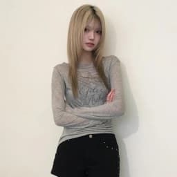 Karrram Japanese Y2k Letter Print Knitted Tops Korean 2000s Long Sleeve Knit T-shirt Vintage Harajuku Streetwear American Retro