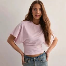 Women's T-shirts Crew Neck Ruched Waist Slim Fit Solid Color Casual Cropped Tee Summer Streetwear Basic Daily Wear Top
