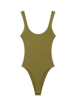Women's Skinny Ribbed Bodysuits O Neck Straps Snap-Button Sexy Fashion Female Playsuits Comfortable Stretchy Clothing