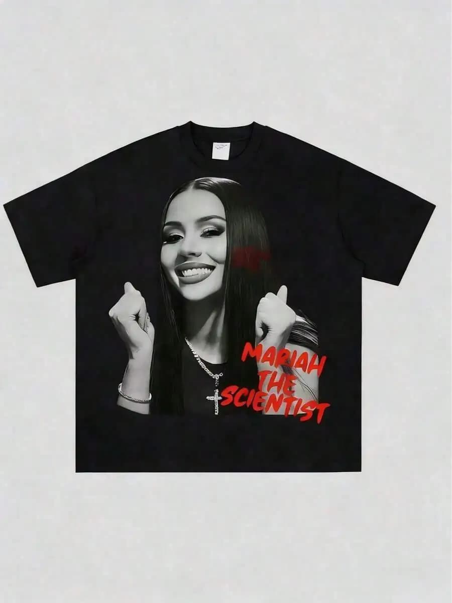 2026 Spring Summer Unisex Hip Hop Graphic Tee, Fashion New Arrival Clothing, Soft Cotton Crewneck Short Sleeve, Mariah Scientist Rapper Free Thugs Letter Print, Retro Rap Aesthetic Daily Casual Loungewear, Novelty Fan Gift Tops, S‑7XL, Fast Shipping
